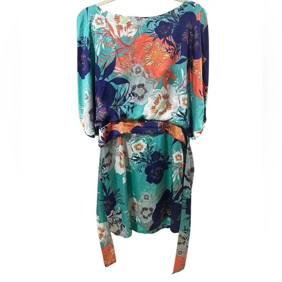 Bisou Bisou Teal and Floral Dress - Picture 2 of 7